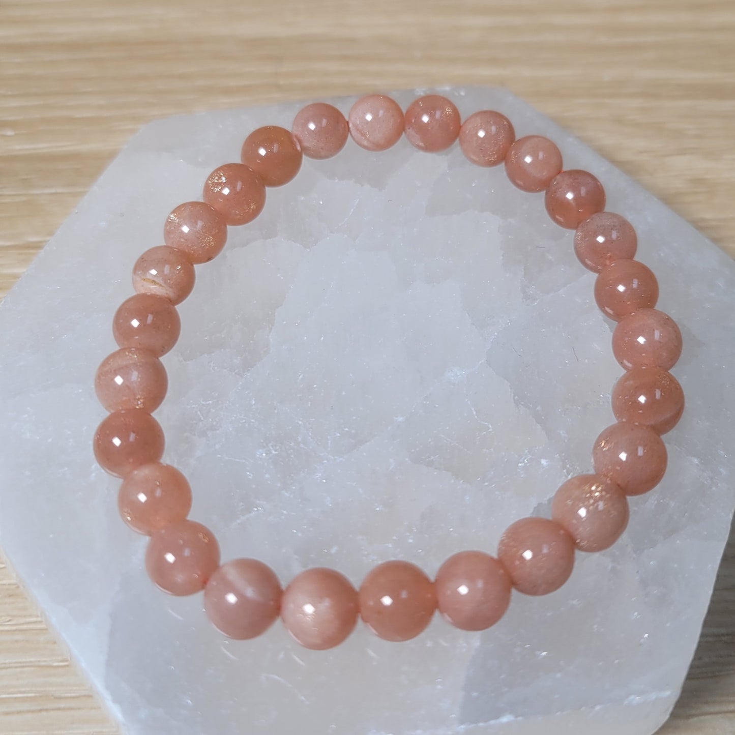 Peach Moonstone Bracelet - 7mm to 8mm