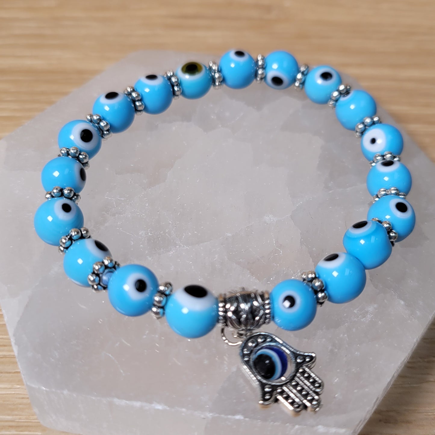 Evil Eye Bracelet (Light Blue) - 8mm