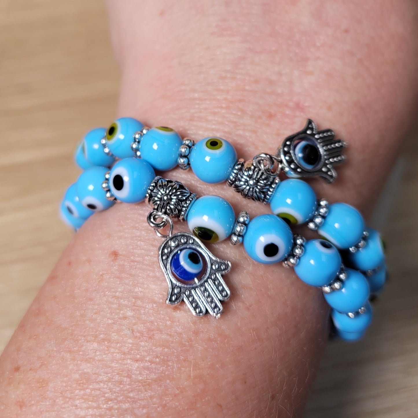 Evil Eye Bracelet (Light Blue) - 8mm