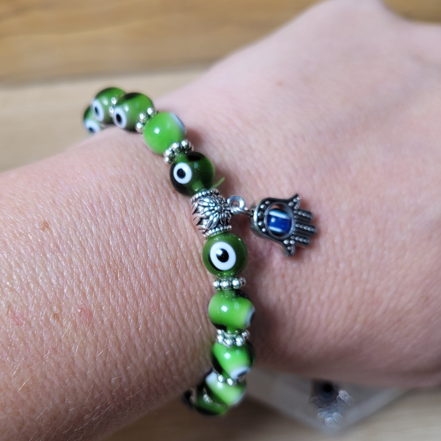 Evil Eye Bracelet (Green) - 8mm