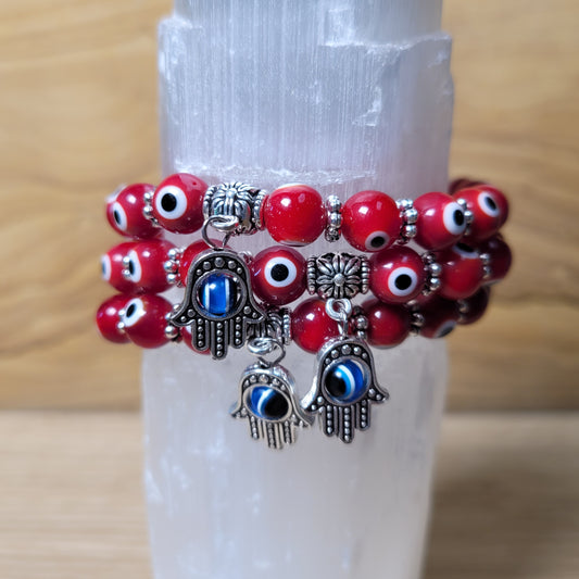 Evil Eye Bracelet (Red) - 8mm