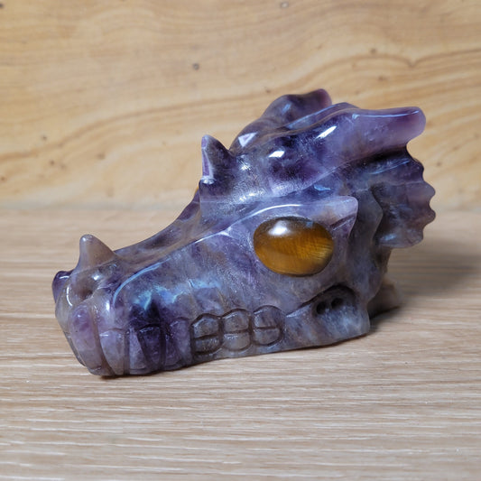 Amethyst w Tiger's Eye 3.7" Dragon