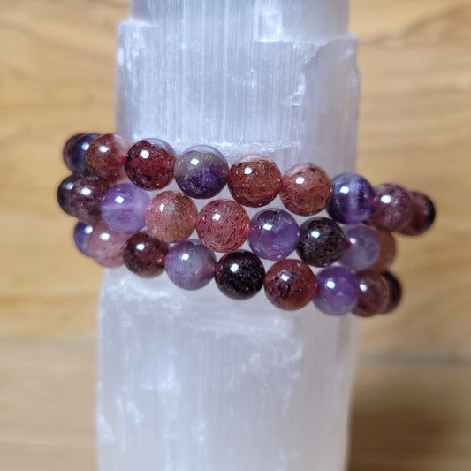 Amethyst & Strawberry Quartz Bracelet - 8mm