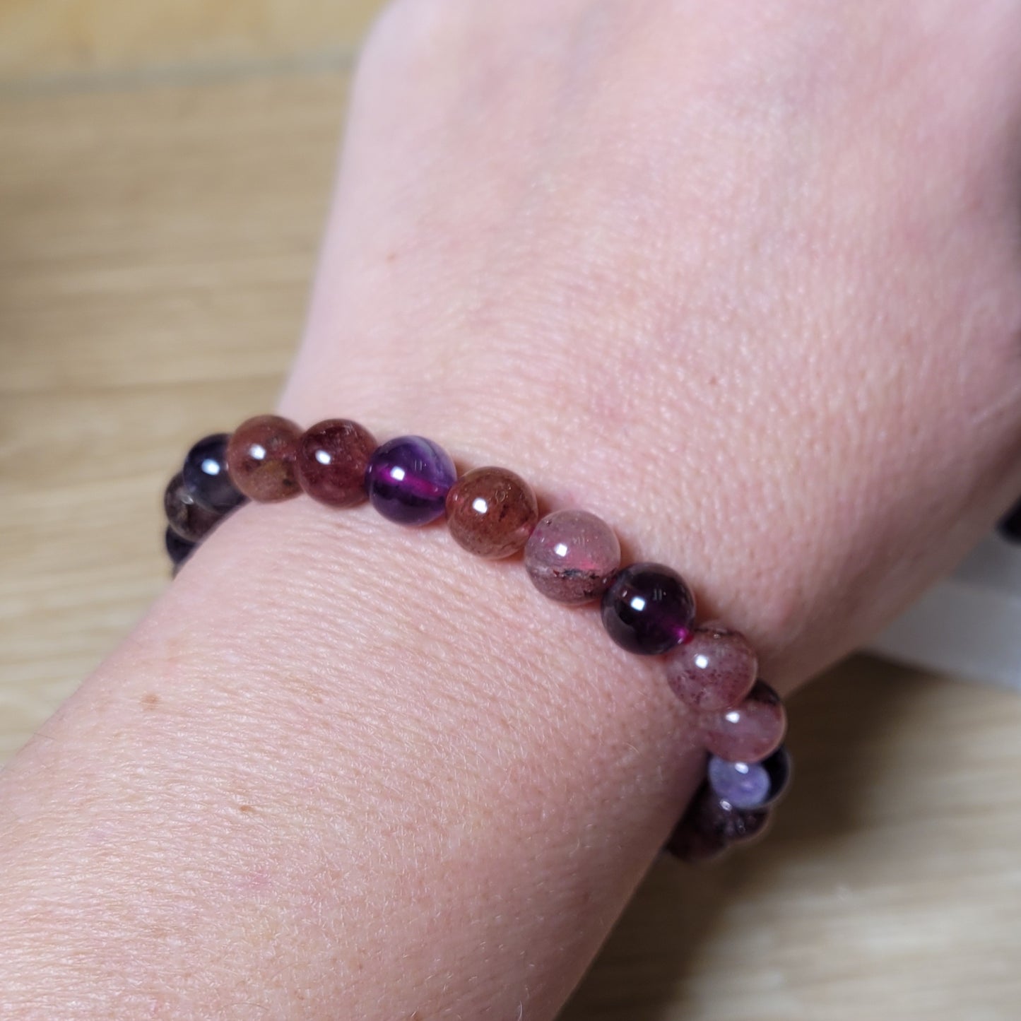 Amethyst & Strawberry Quartz Bracelet - 8mm