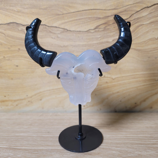 Druzy Agate & Obsidian Bull