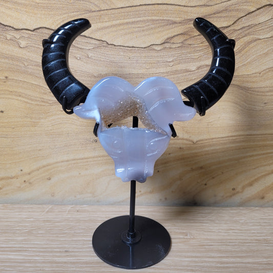 Druzy Agate & Obsidian Bull