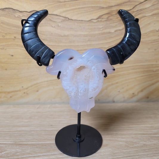 Druzy Agate & Obsidian Bull
