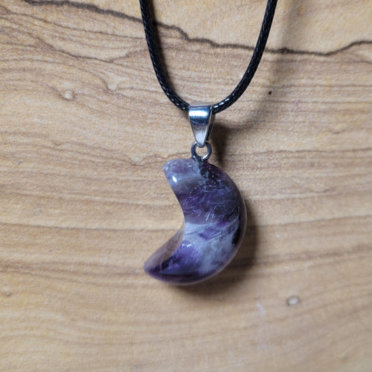 Chevron Amethyst Moon Necklace