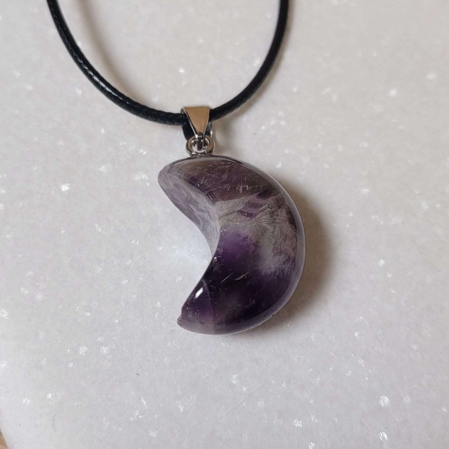 Chevron Amethyst Moon Necklace