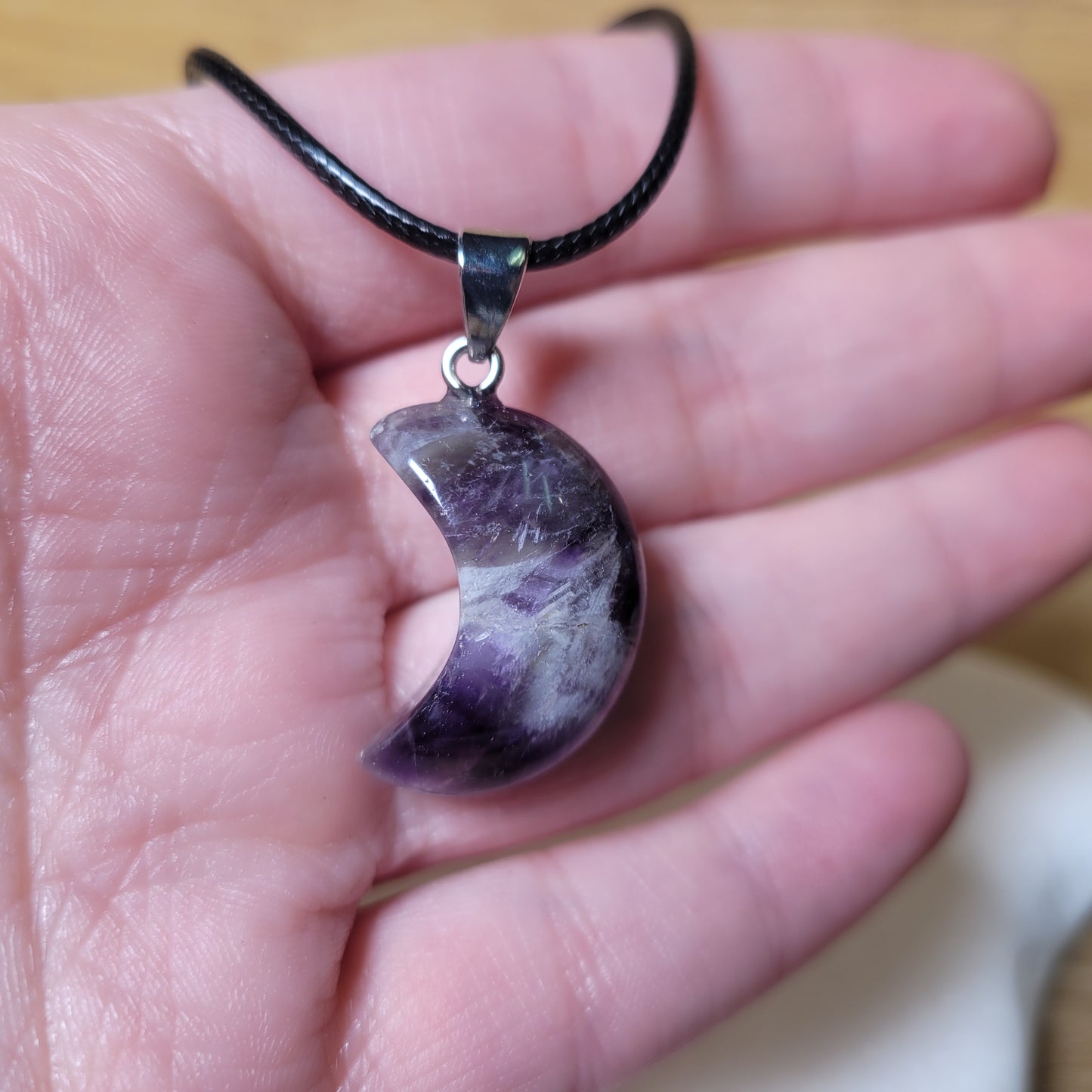 Chevron Amethyst Moon Necklace