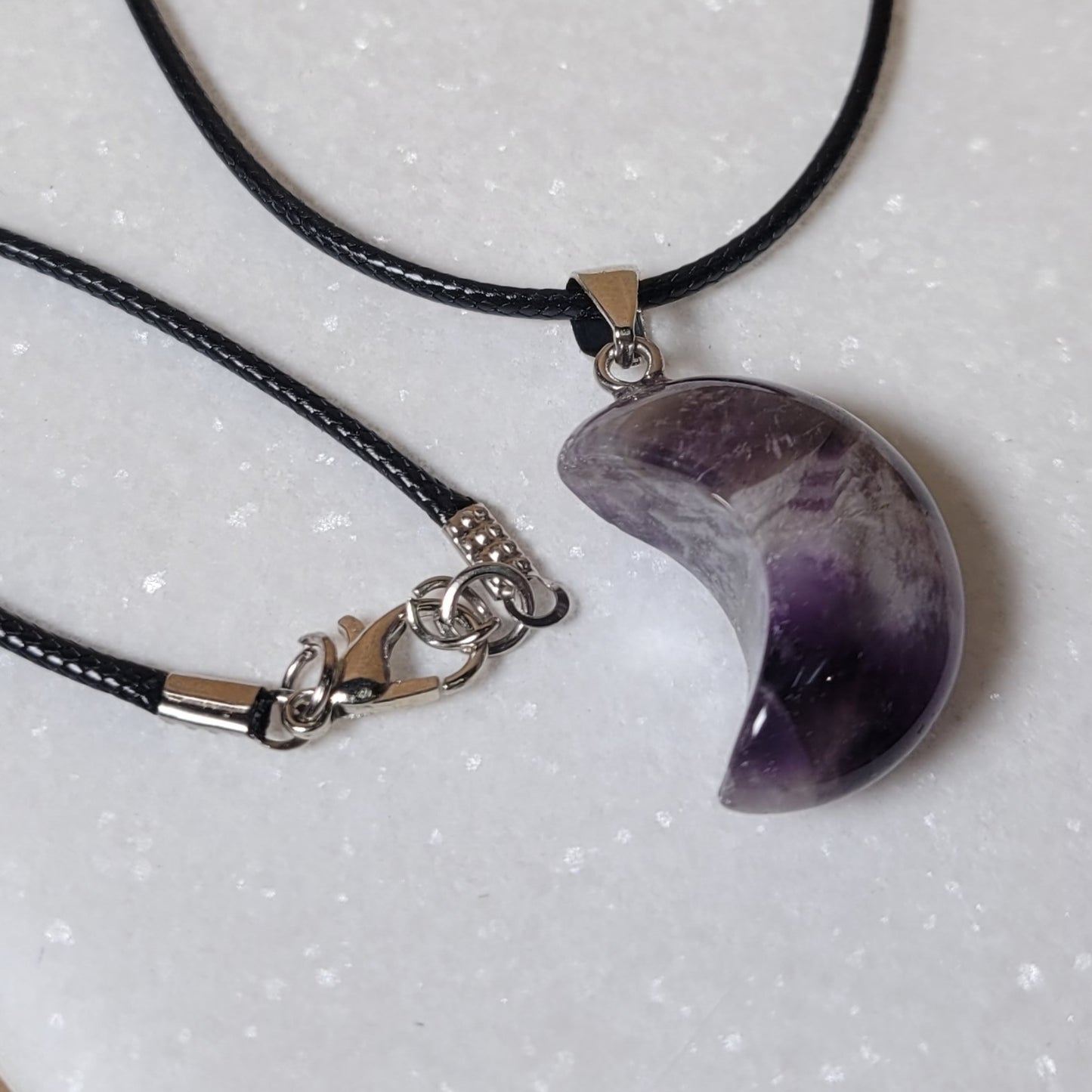 Chevron Amethyst Moon Necklace