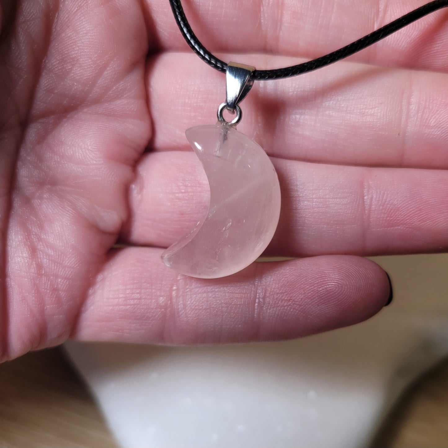 Rose Quartz Moon Necklace