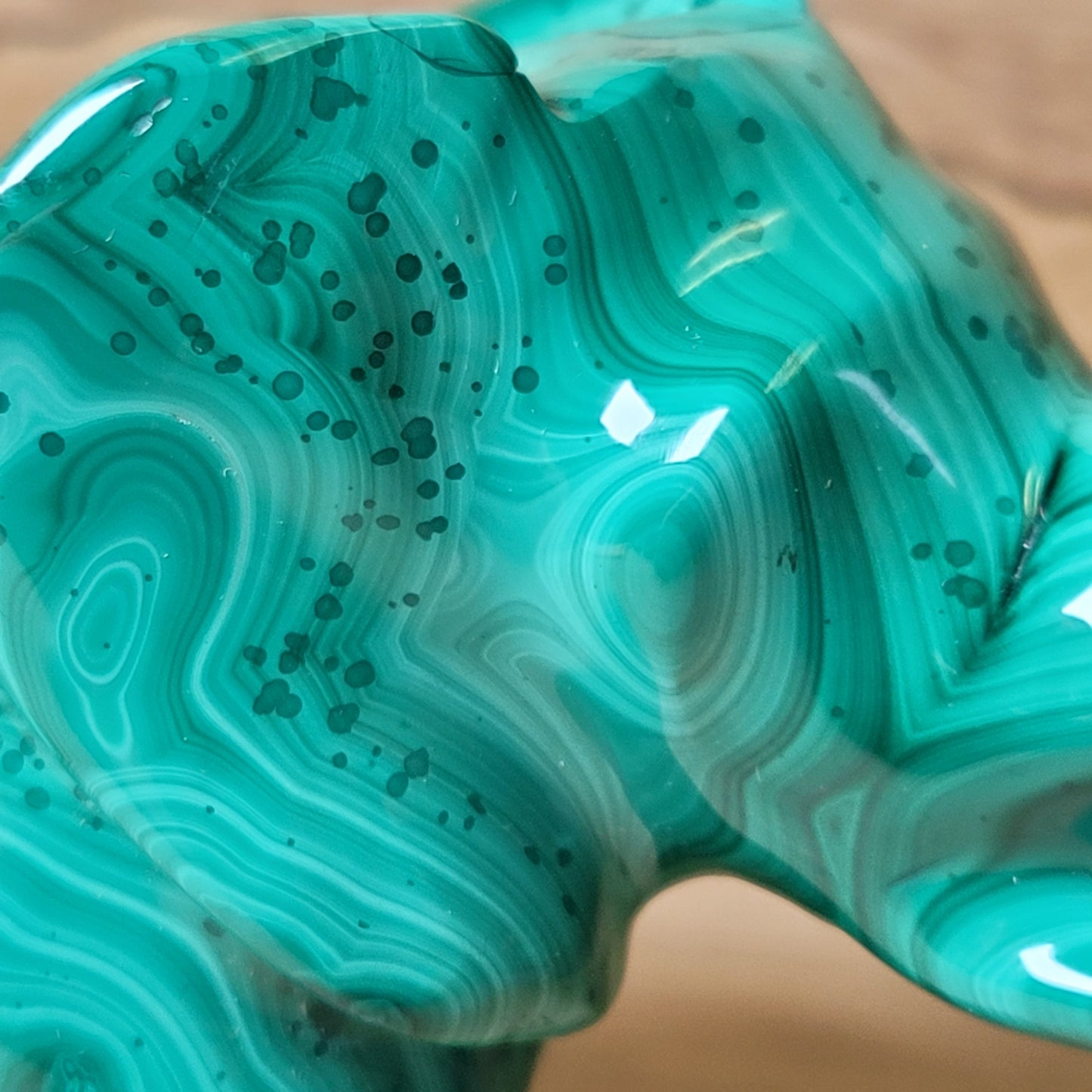 Close-up of a green Malachite material
