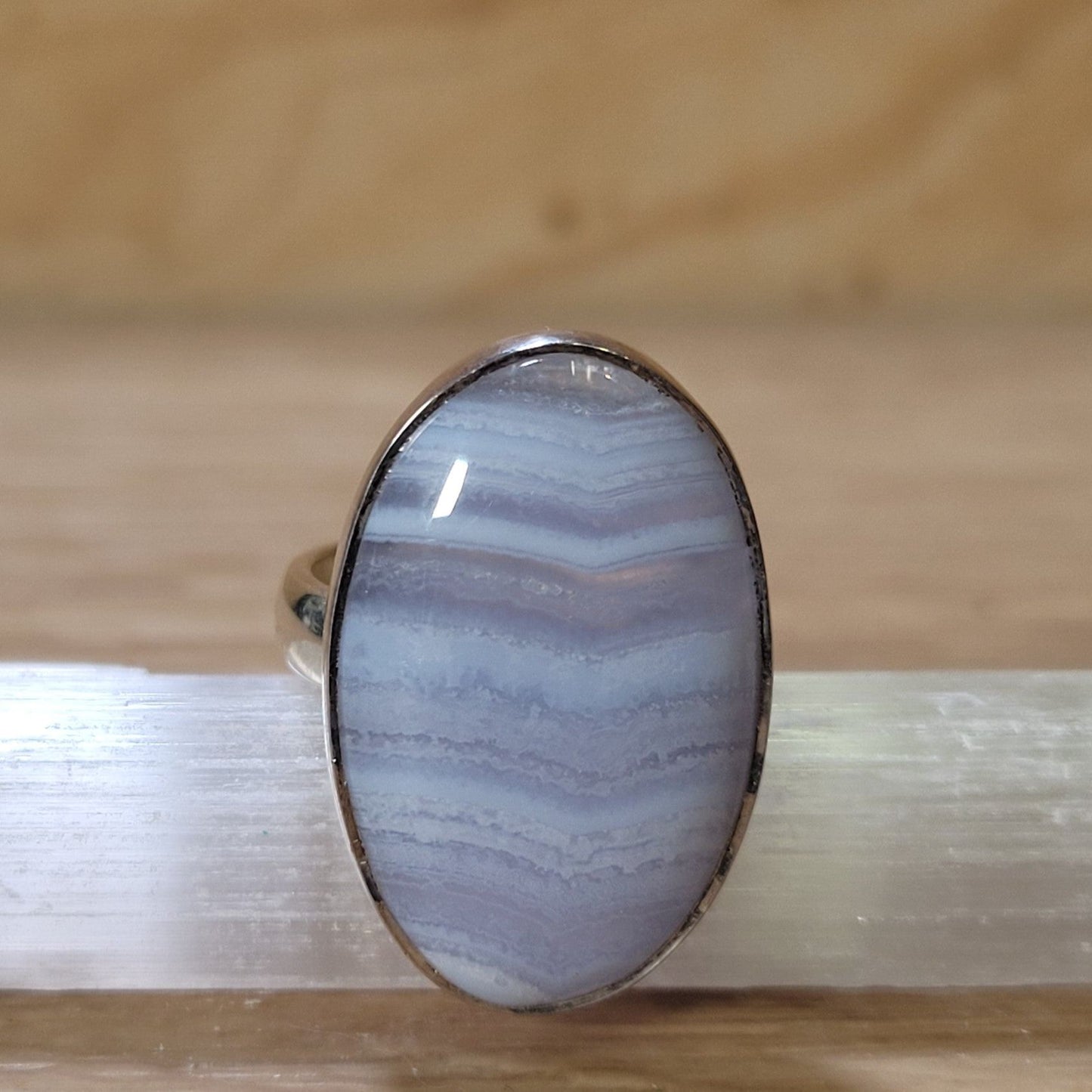 Blue Lace Agate Adjustable Ring