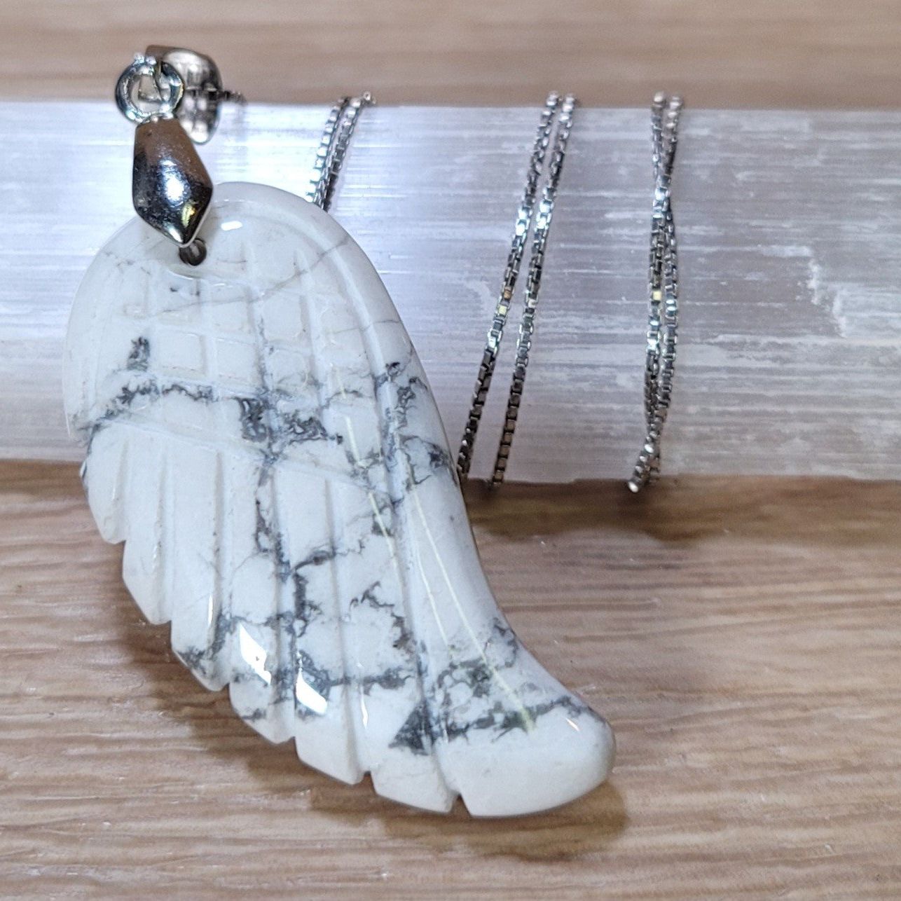 Howlite Angel Wing Necklace