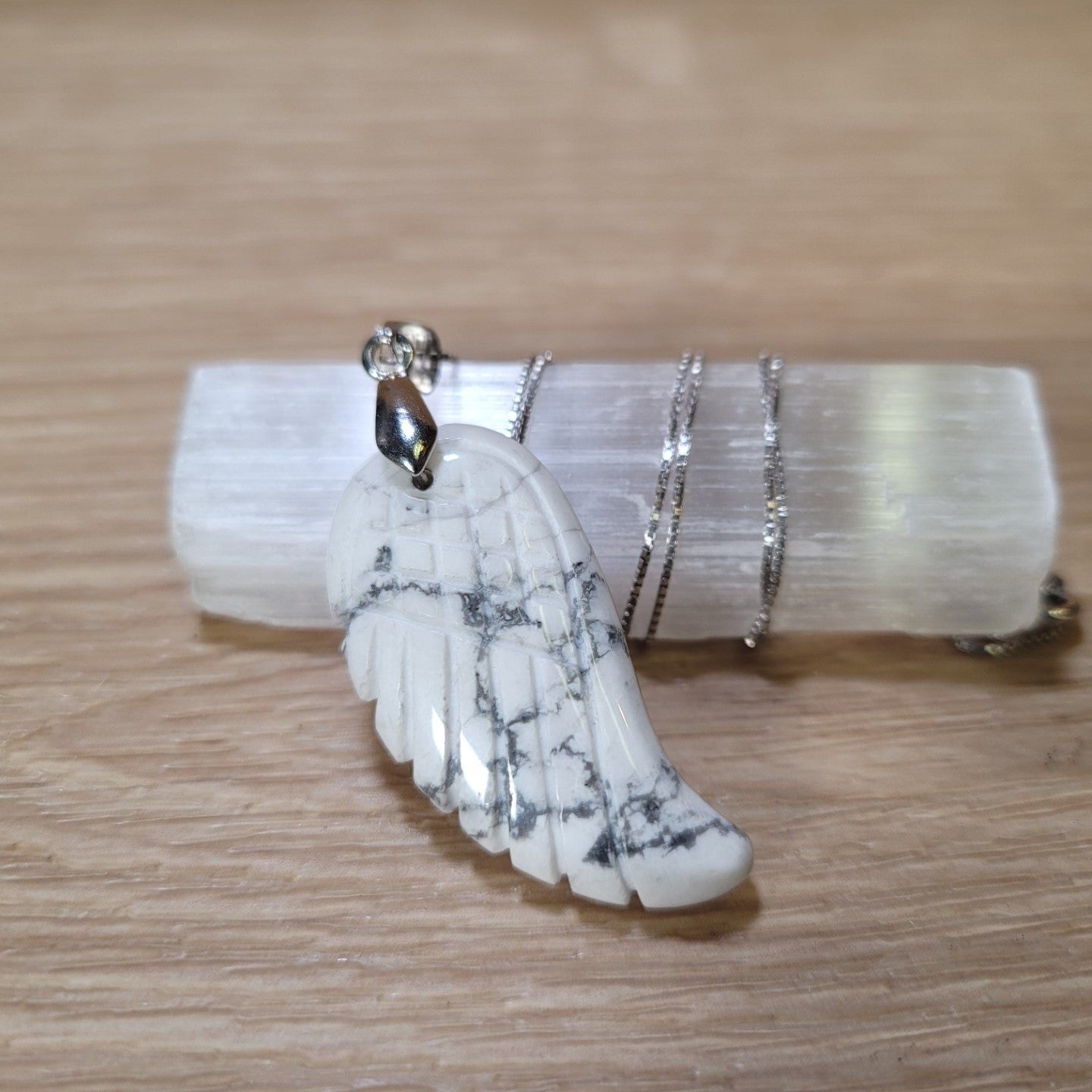 Howlite Angel Wing Necklace