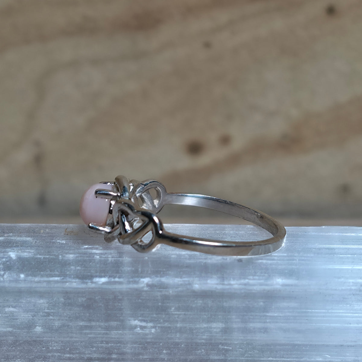 Pink Opal Sterling Silver Ring - Size 6