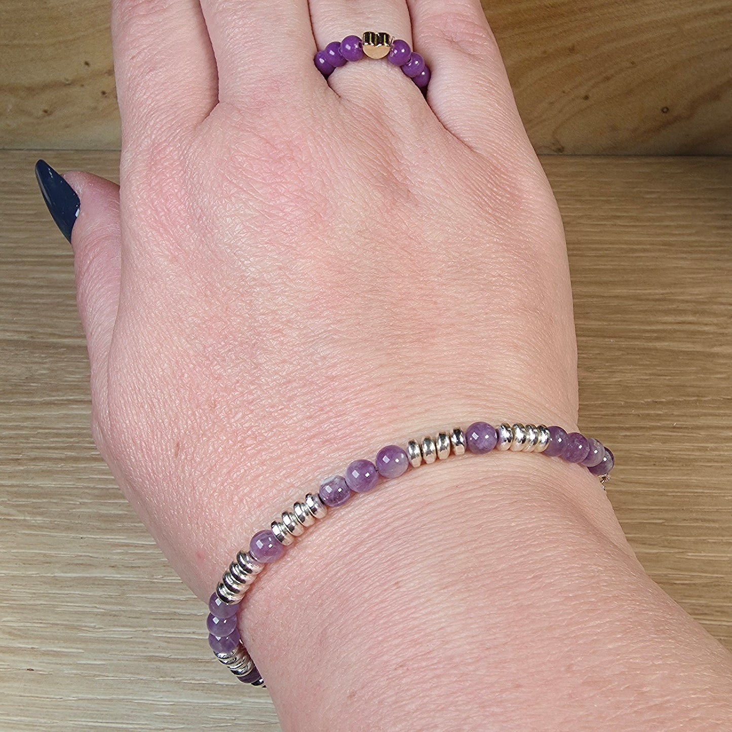 Amethyst Stainless Steel Bracelet - Adjustable