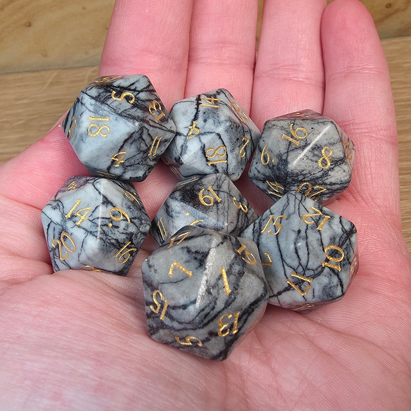 Black Network Jasper Dungeons & Dragons Polyhedral D20 Dice