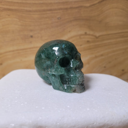 Green Strawberry Quartz 2" Skull