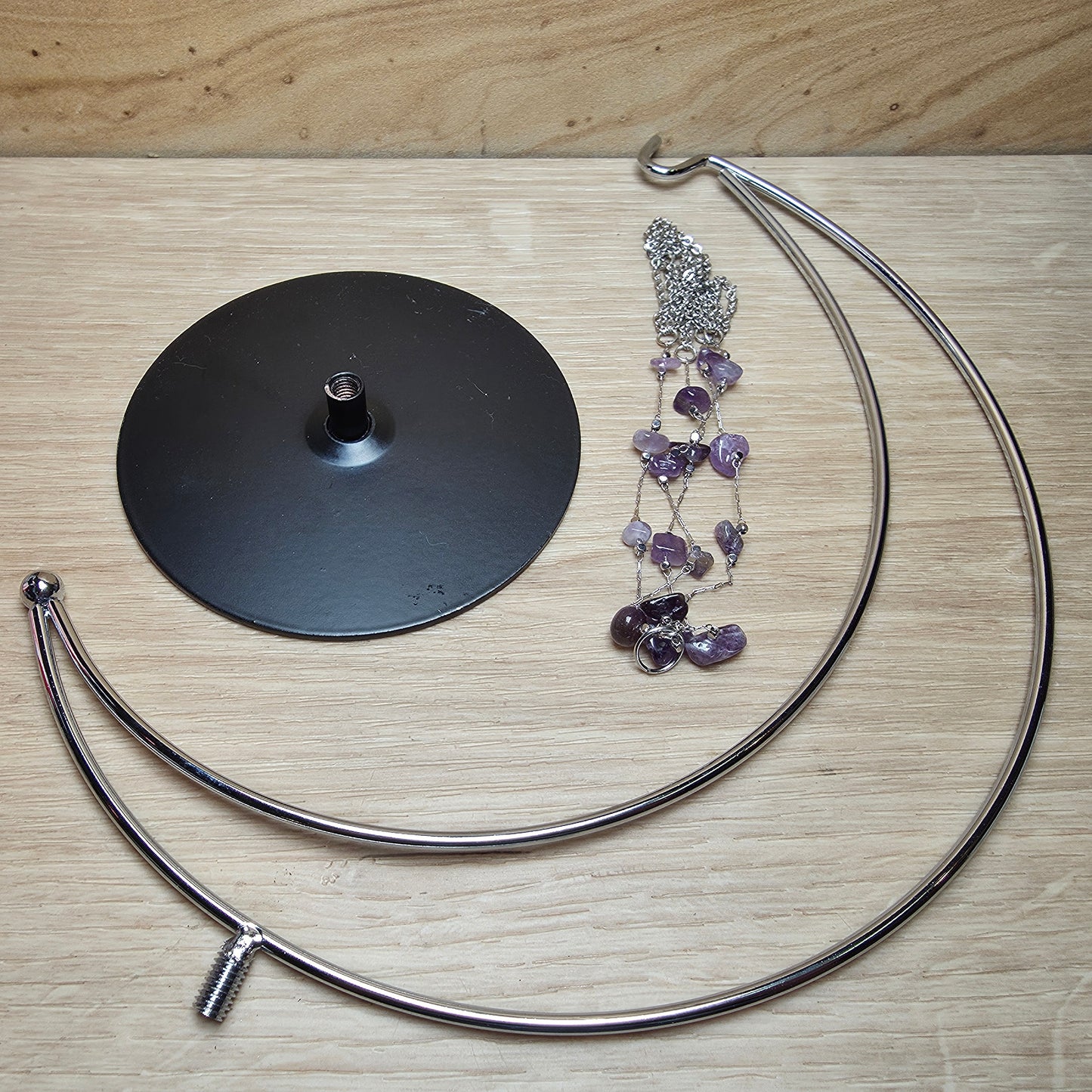 Crescent Moon Crystal Sphere Holder | Amethyst