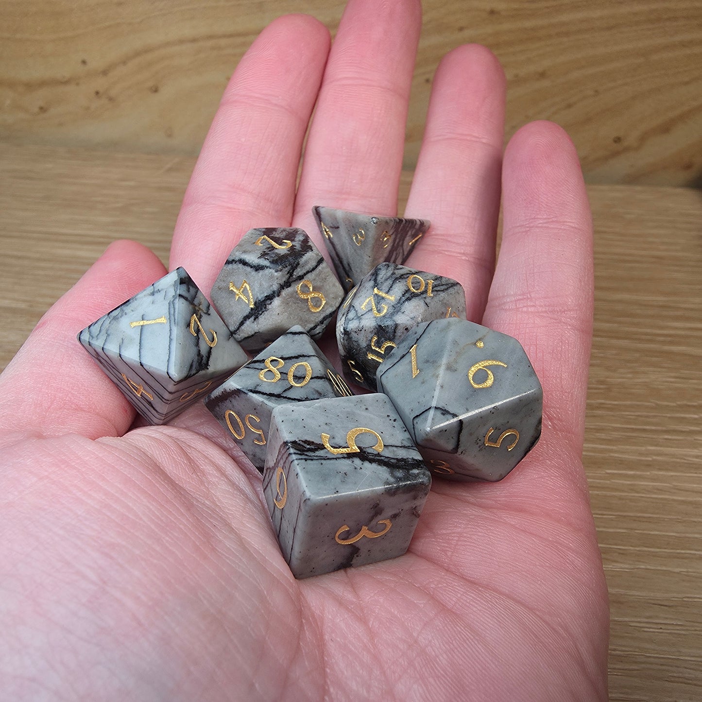 Black Network Jasper Dungeons & Dragons Polyhedral Set