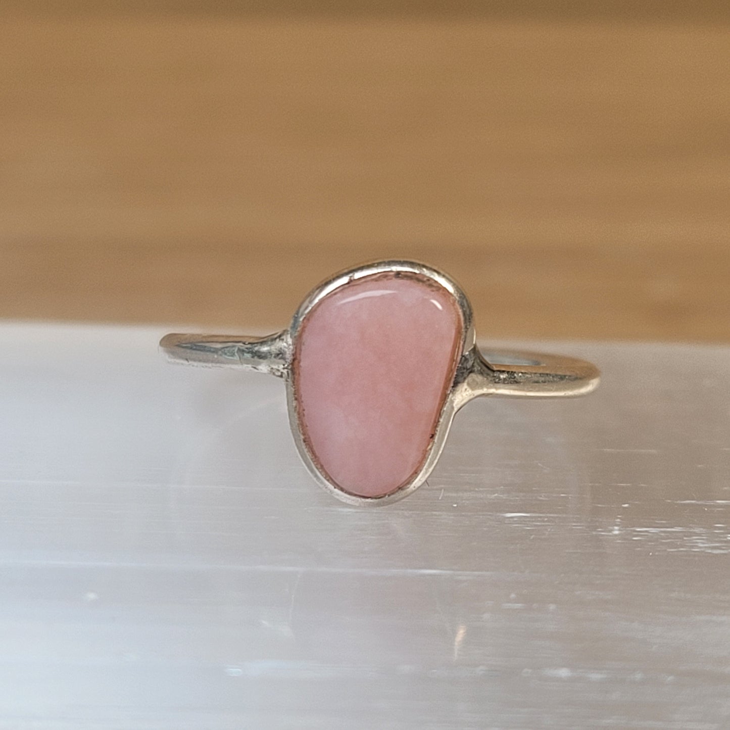 Pink Opal Sterling Silver Ring - Size 5