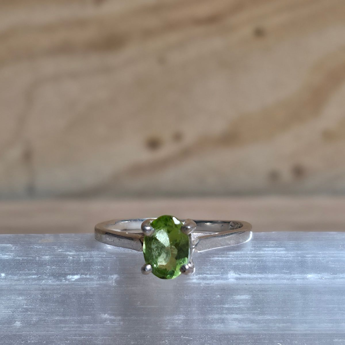 Peridot Sterling Silver Ring - Size 6