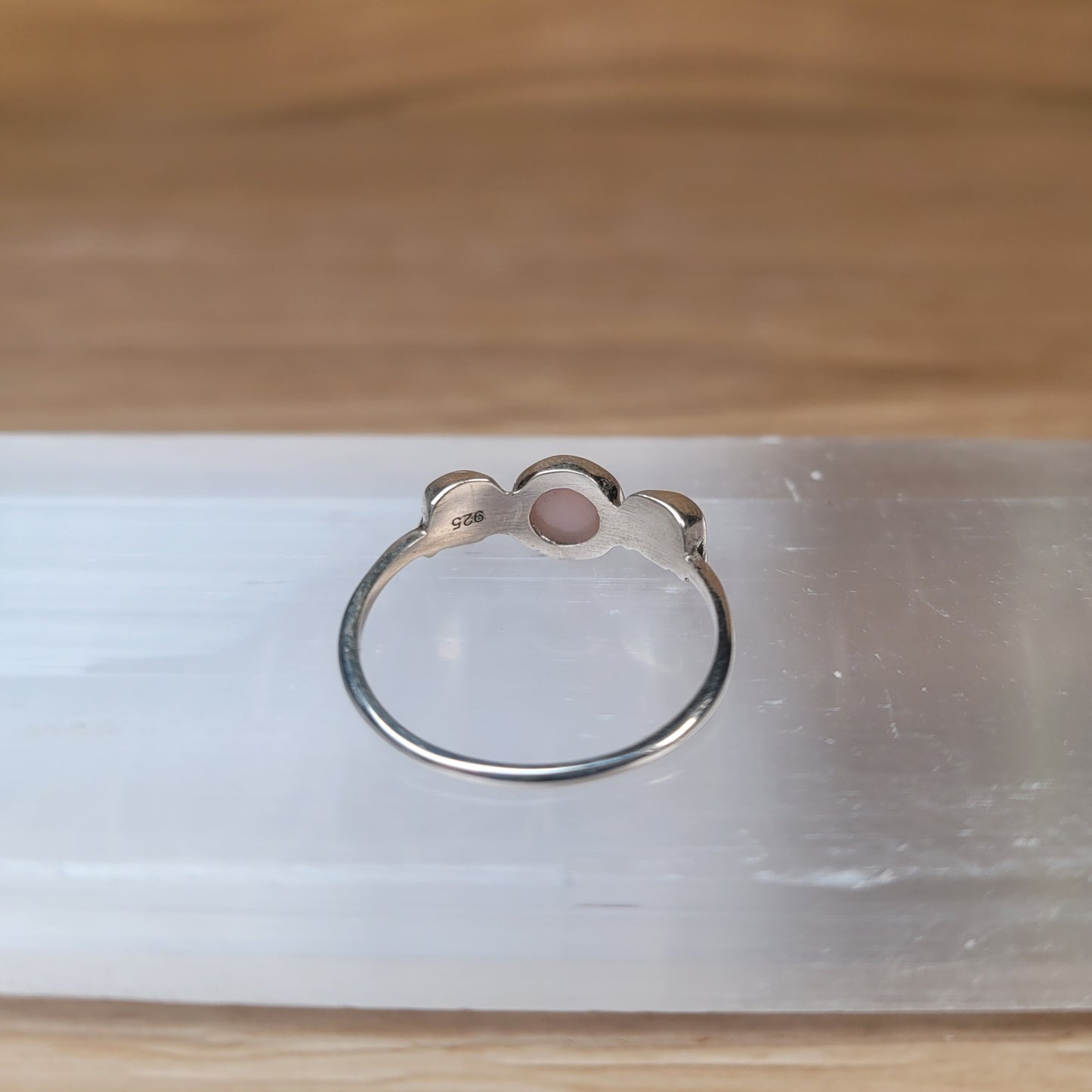Pink Opal Skull Sterling Silver Ring - Size 6