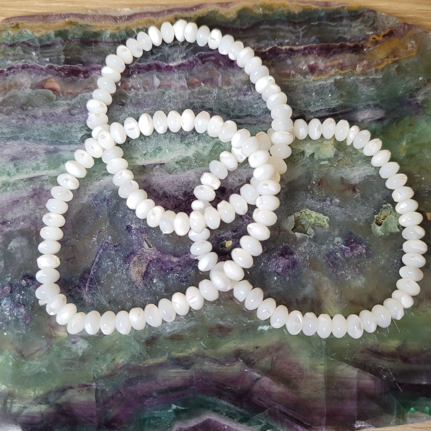 Mother of Pearl Rondelle Bracelet - 6mm