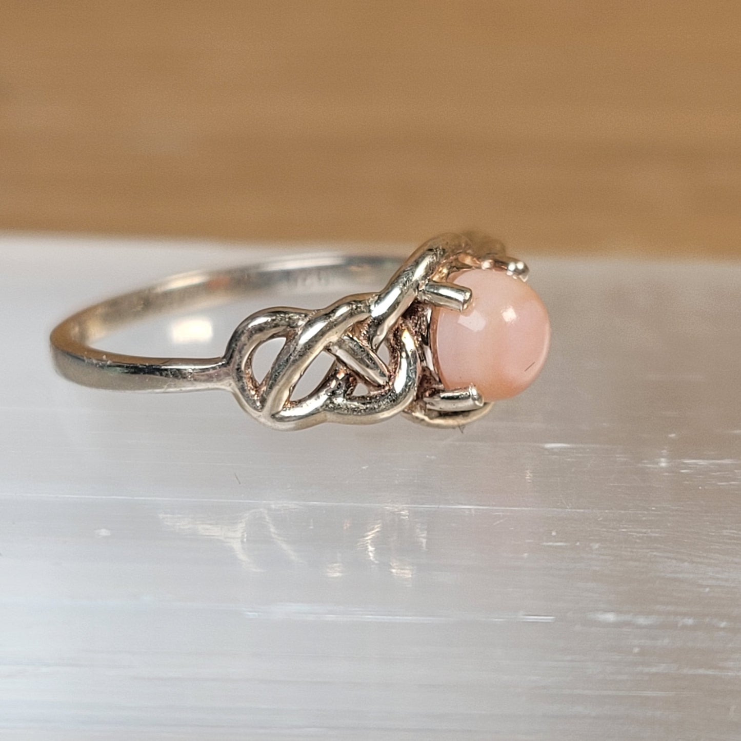 Pink Opal Sterling Silver Ring - Size 5