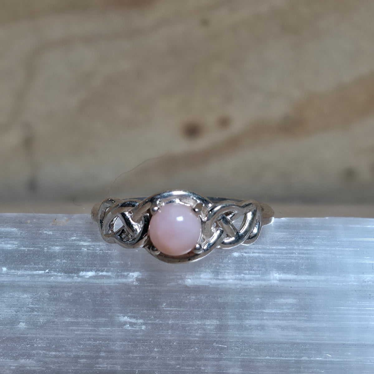 Pink Opal Sterling Silver Ring - Size 6