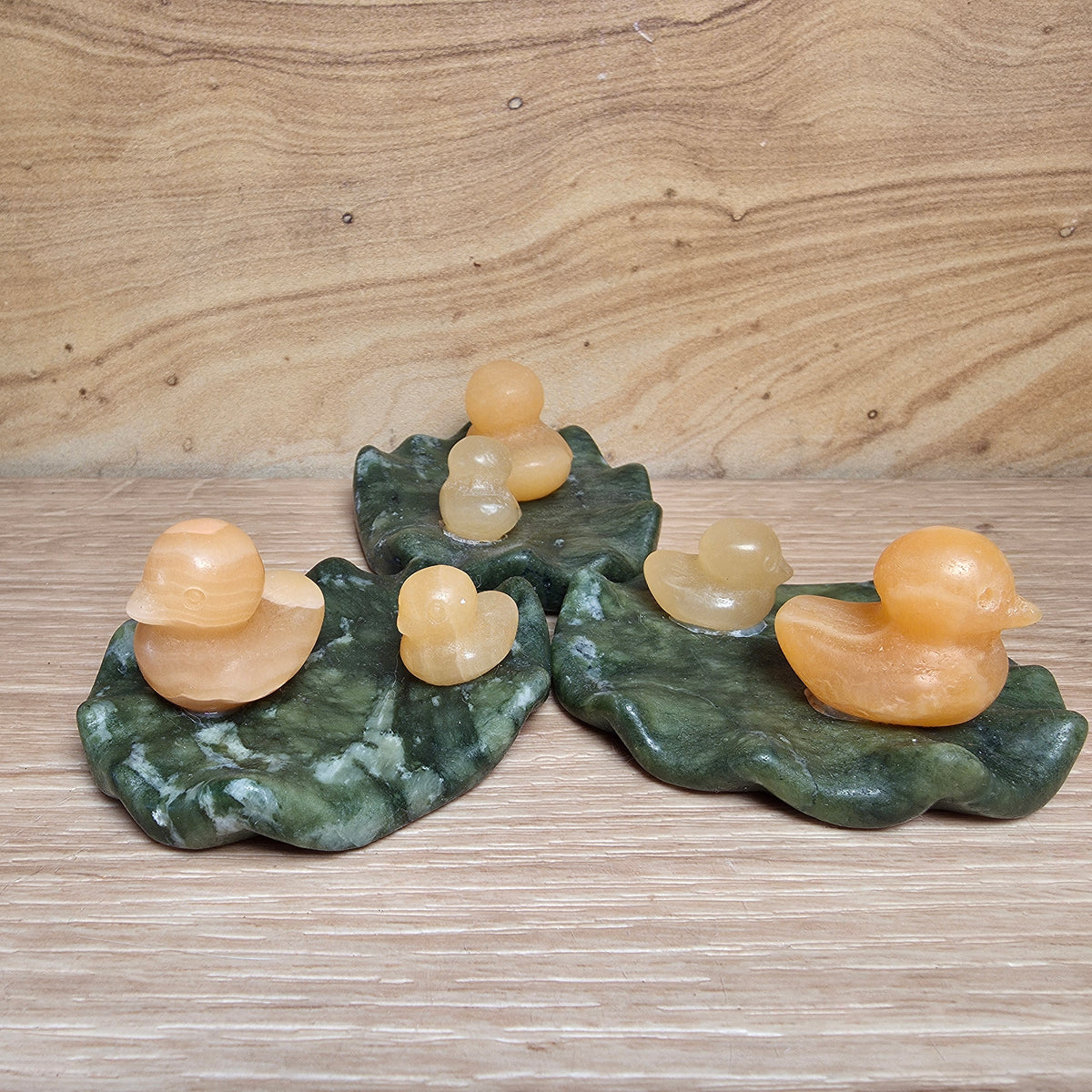 Ducks on a Lily Pad | Serpentine & Calcite