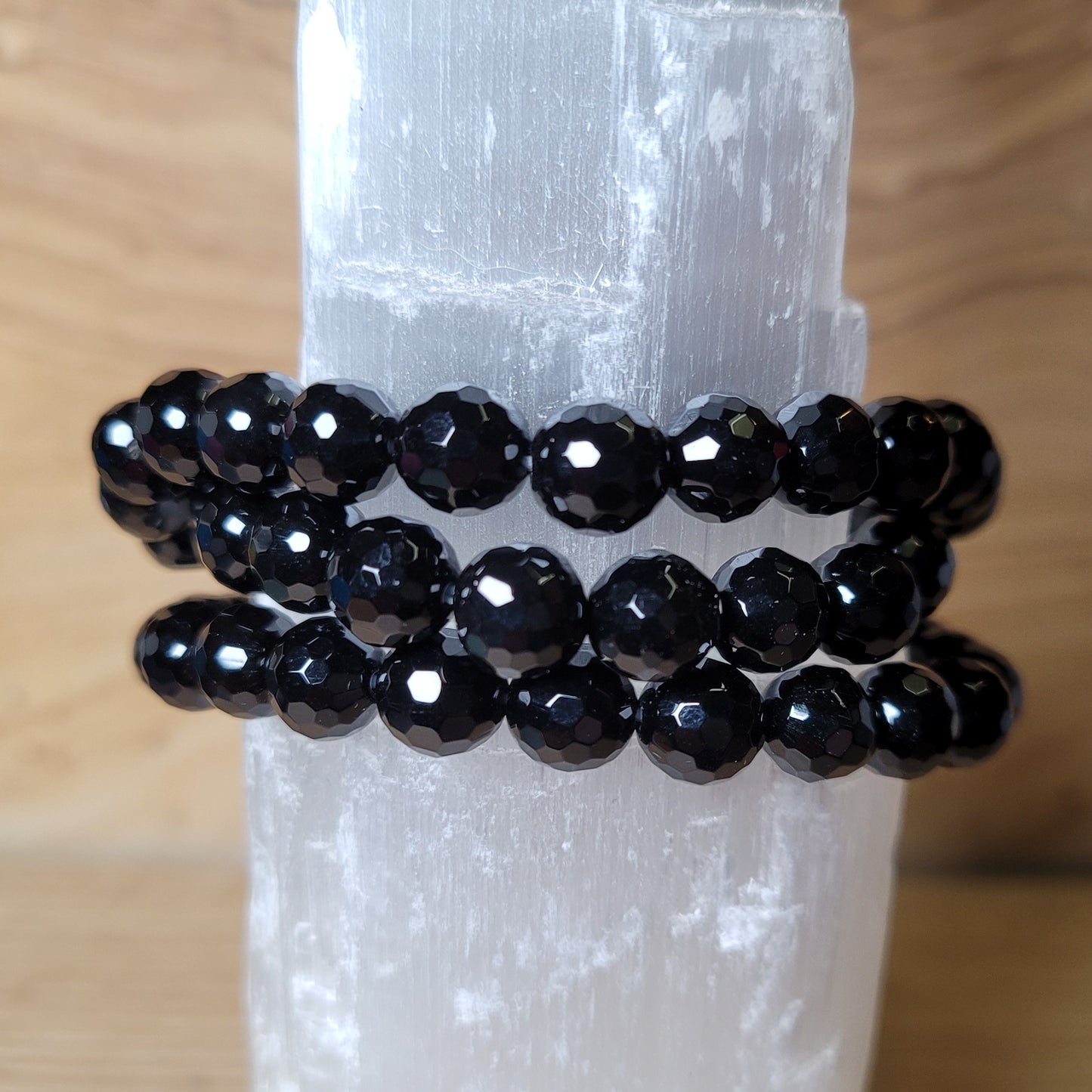 Black Tourmaline (Faceted) Bracelet - 8mm