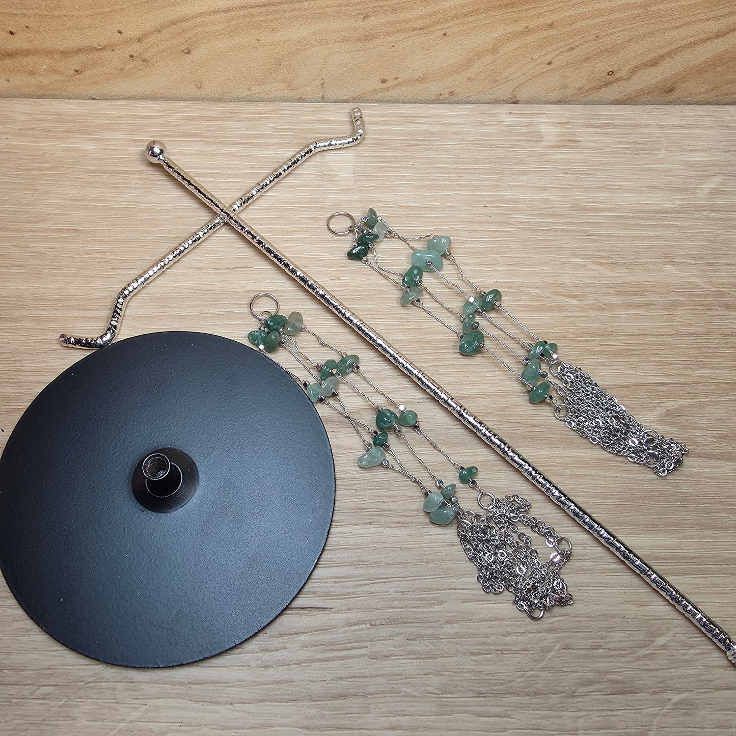 Double Hanging Sphere Holder | Green Adventurine