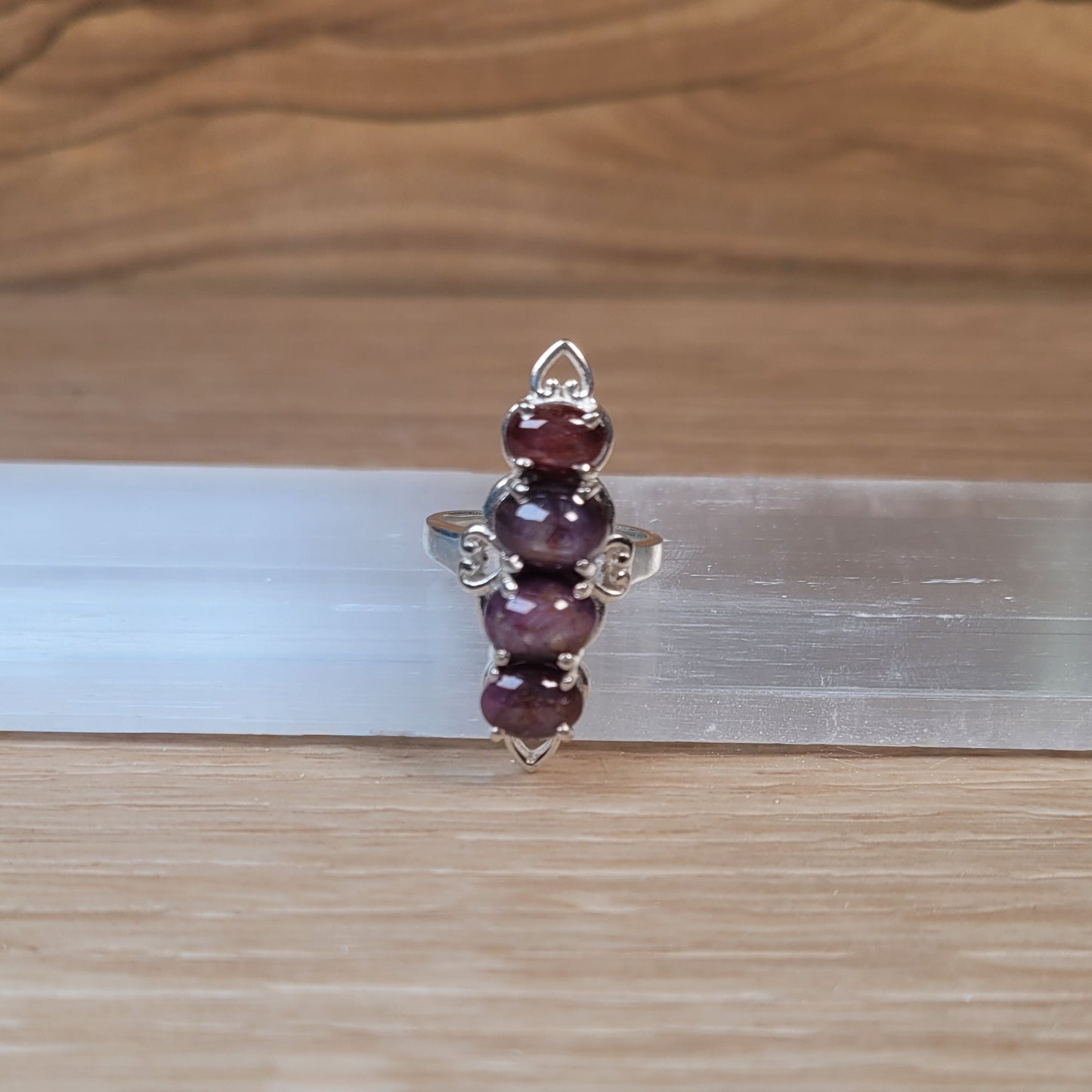 Star Ruby Sterling Silver Ring - Size 5