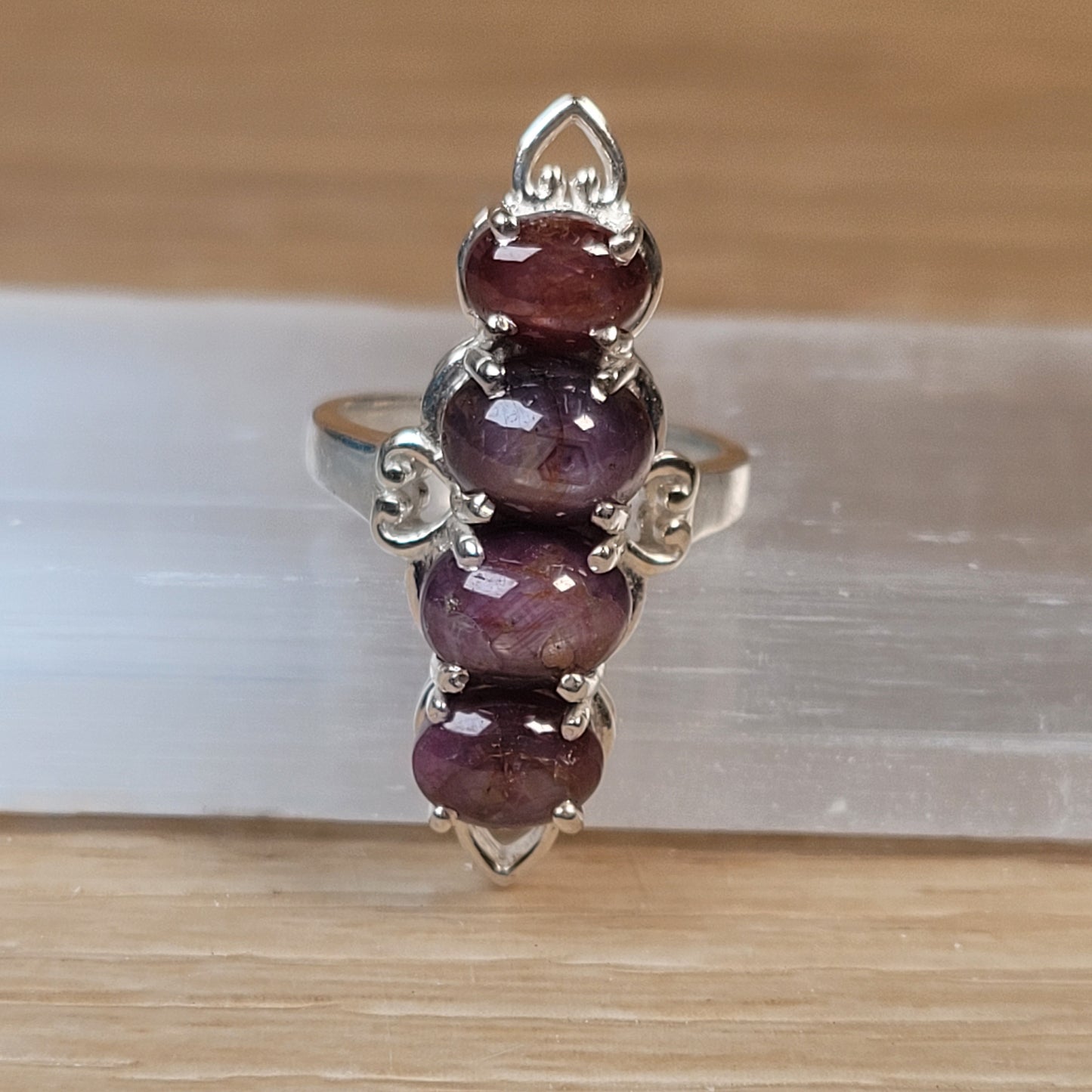 Star Ruby Sterling Silver Ring - Size 5