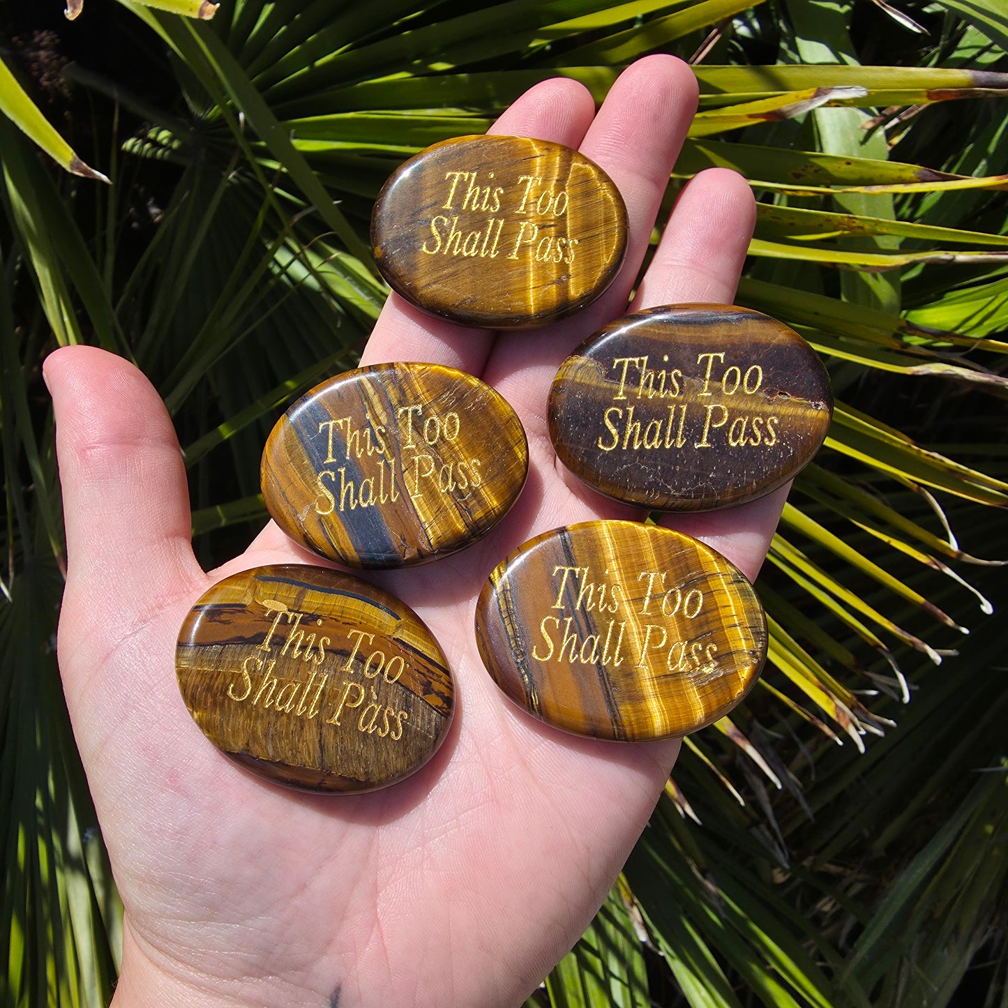 "This Too Shall Pass" Engraved Crystal Palm Stone