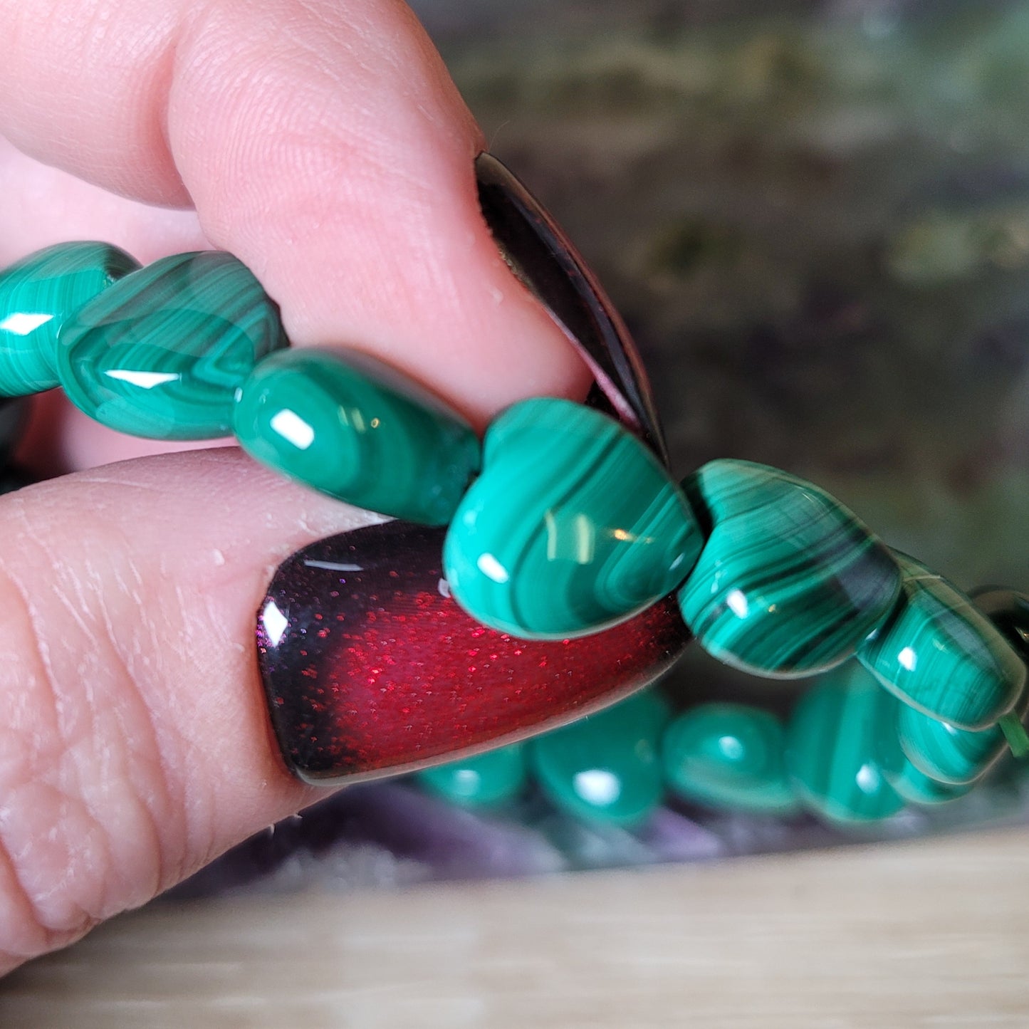 Malachite Heart Bracelet - 10mm to 11mm