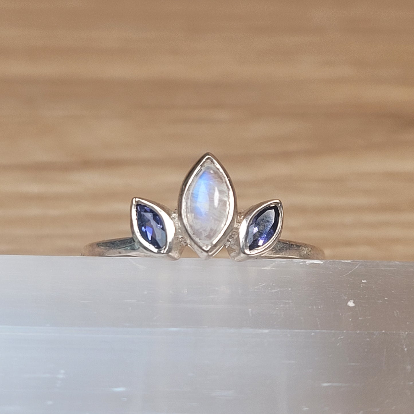 Moonstone & Tanzanite Sterling Silver Ring - Size 6