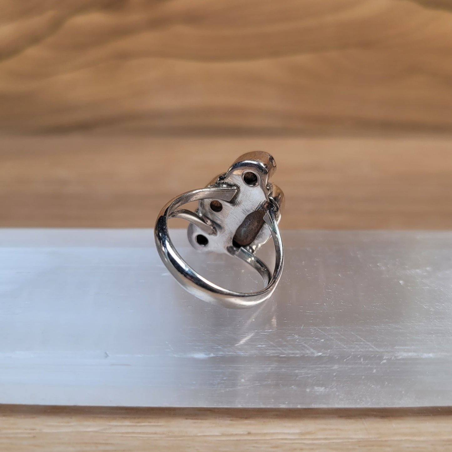 Labradorite Paw Print Sterling Silver Ring - Size 6