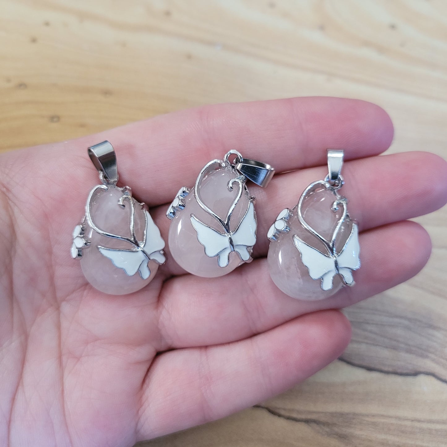 Rose Quartz Butterfly Necklace