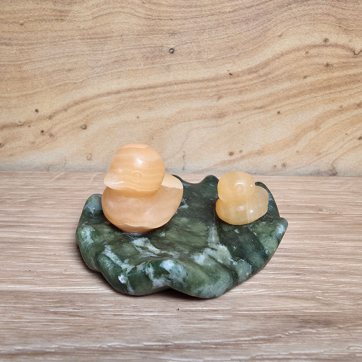 Ducks on a Lily Pad | Serpentine & Calcite