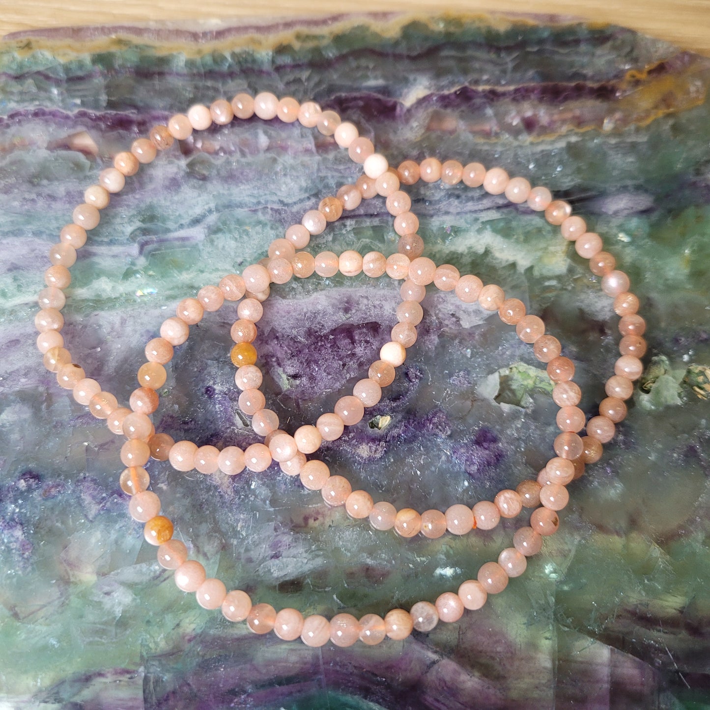 Peach Moonstone Bracelet - 4mm to 4.5mm