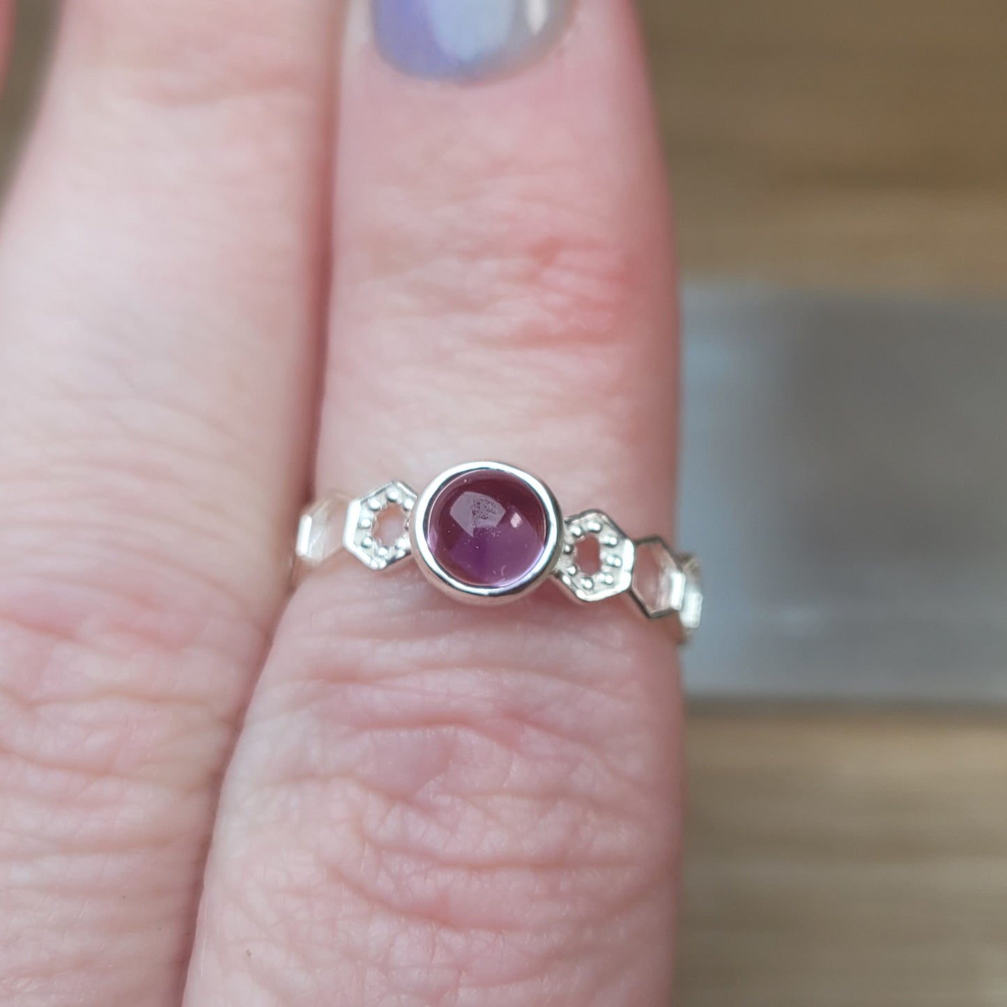 Amethyst Sterling Silver Ring - Size 6