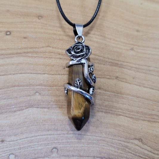 Tiger Eye Rose Necklace