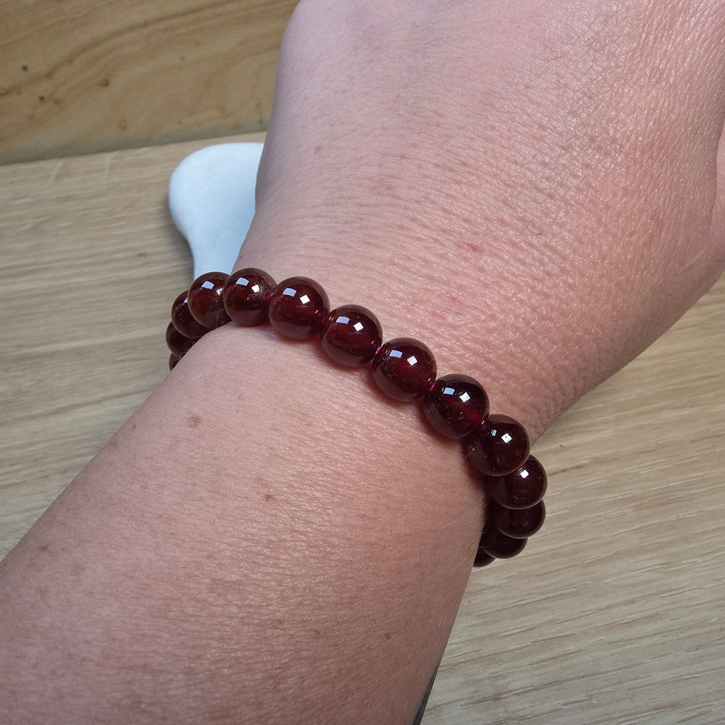 Natural Garnet Bracelet – 8mm to 8.5mm Deep Red Gemstone Beads