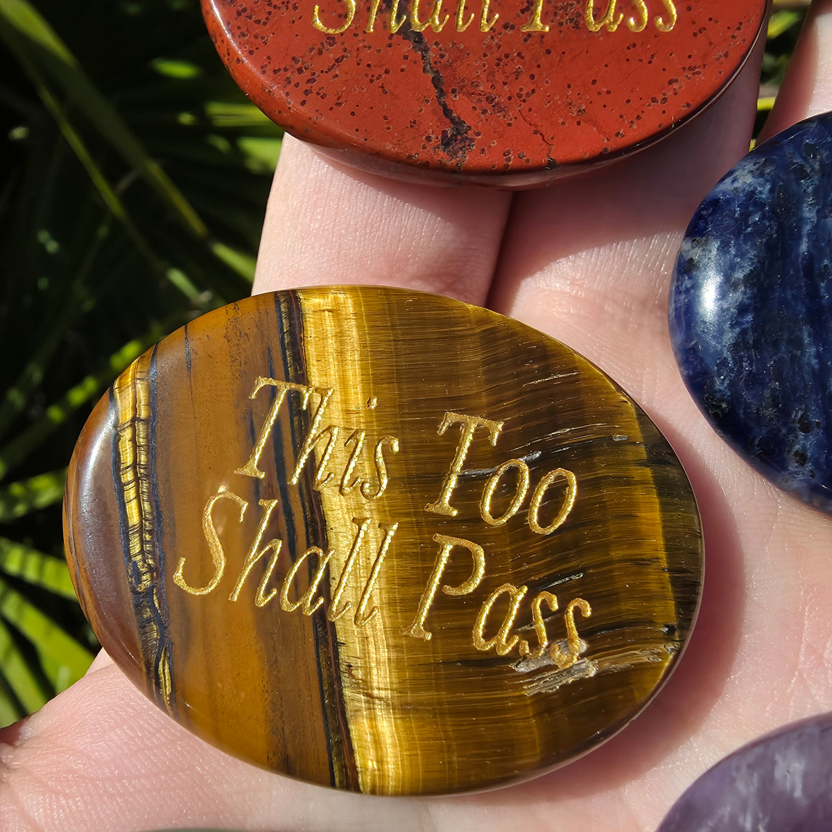 "This Too Shall Pass" Engraved Crystal Palm Stone