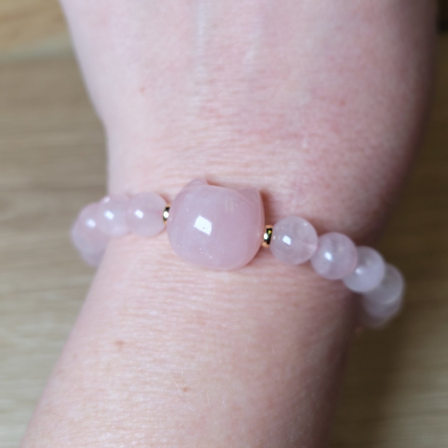 Rose Quartz Cat Bracelet - 8mm to 8.5mm