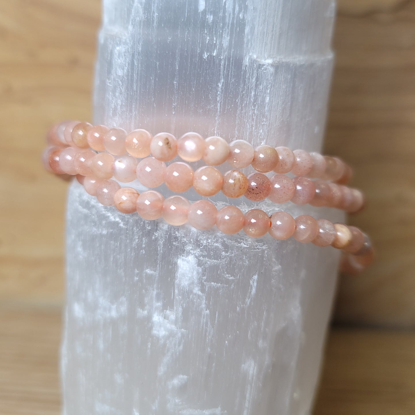 Peach Moonstone Bracelet - 4mm to 4.5mm